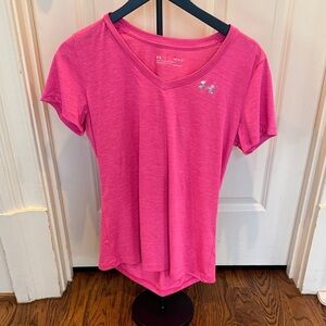 Under Armour Women's Hot Pink V-Neck Short Sleeve Tee